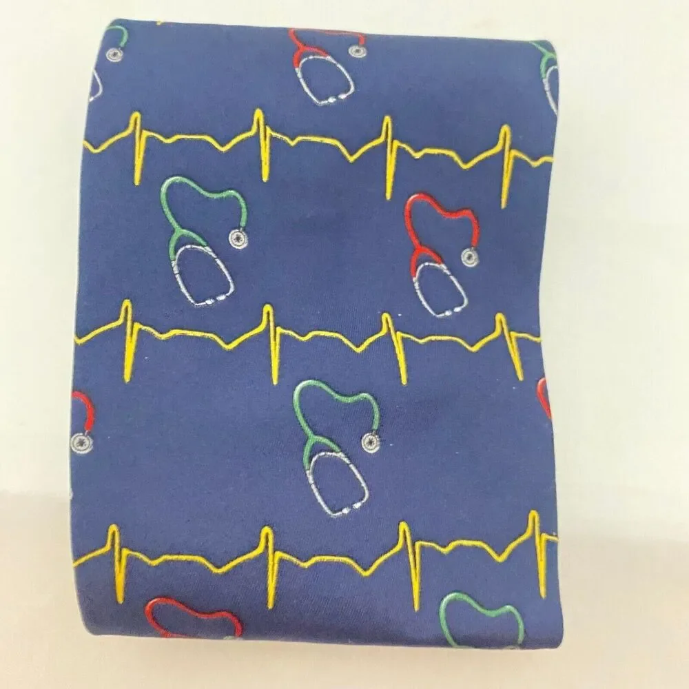 #5654 Medical Fashions Heart Rythm Doctor Nurse Mens Novelty Necktie, Tie 55X3.7